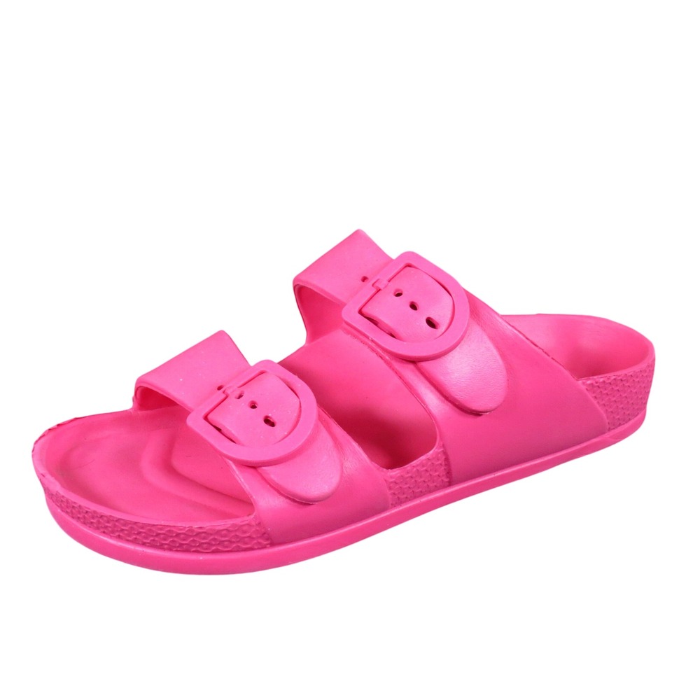 Made In USA Double Buckle Womens Slide Sandals Size 8 Beach Pool Hot Pink EVA